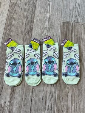 Disney Stitch Ankle Socks Light Mint with Pastel Blue & Pink novelty (size 4-10)